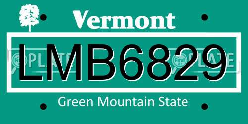 LMB6829 Vermont License Plate