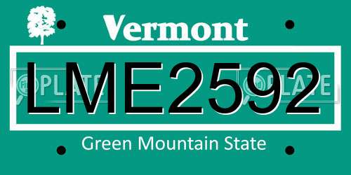 LME2592 Vermont License Plate