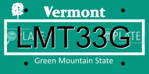 LMT33G Vermont License Plate