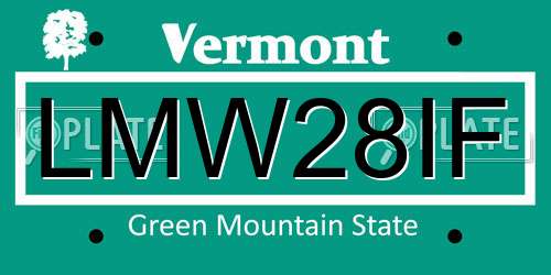 LMW28IF Vermont License Plate