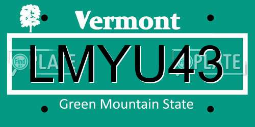 LMYU43 Vermont License Plate