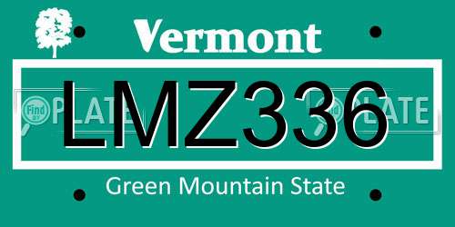LMZ336 Vermont License Plate