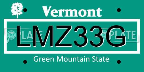 LMZ33G Vermont License Plate