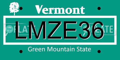 LMZE36 Vermont License Plate