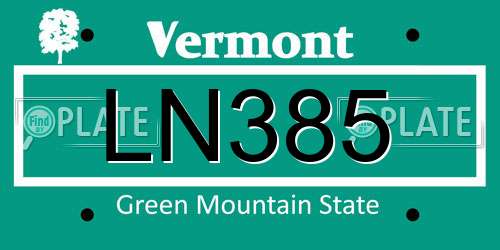 LN385 Vermont License Plate