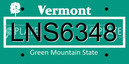 LNS6348 Vermont License Plate