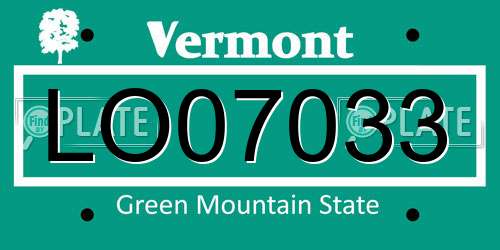 LO07033 Vermont License Plate