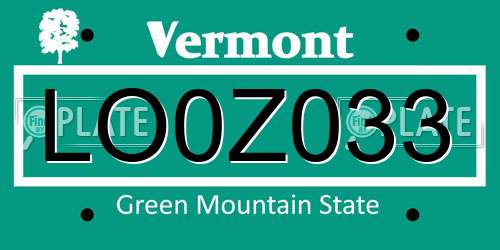 LO0Z033 Vermont License Plate