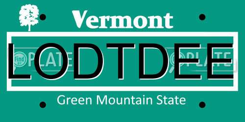 LODTDEE Vermont License Plate