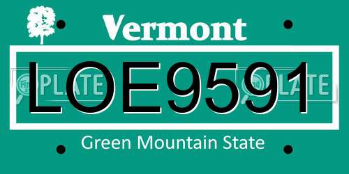LOE9591 Vermont License Plate