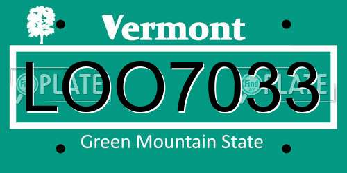 LOO7033 Vermont License Plate