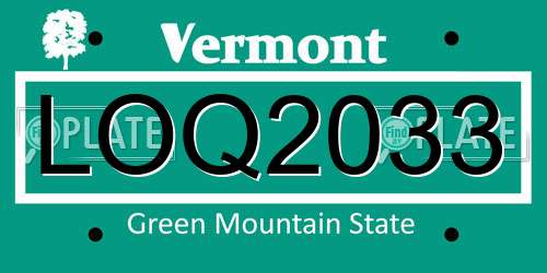 LOQ2033 Vermont License Plate