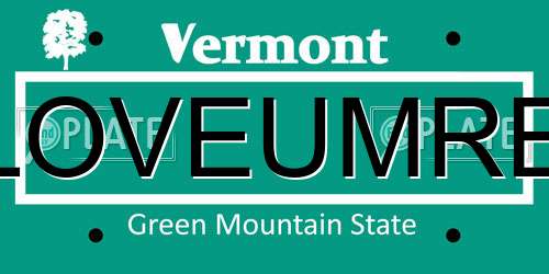 LOVEUMRE Vermont License Plate