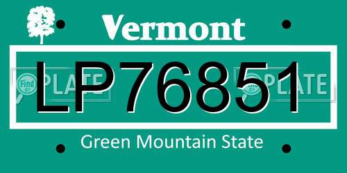 LP76851 Vermont License Plate