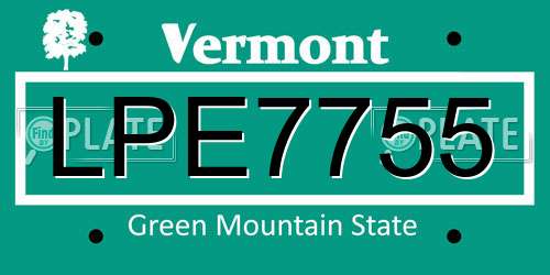 LPE7755 Vermont License Plate