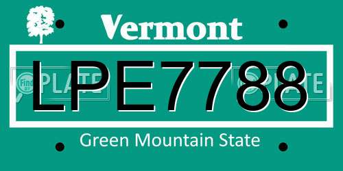 LPE7788 Vermont License Plate