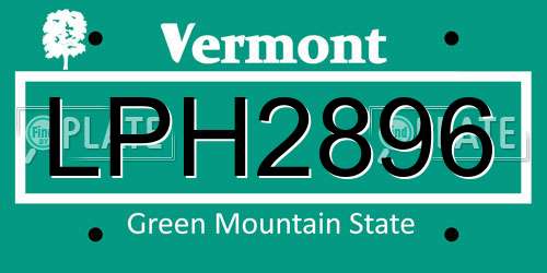 LPH2896 Vermont License Plate