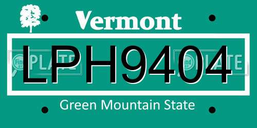 LPH9404 Vermont License Plate