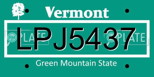 LPJ5437 Vermont License Plate