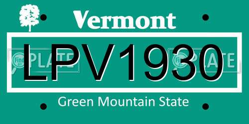 LPV1930 Vermont License Plate