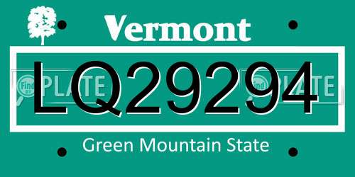 LQ29294 Vermont License Plate
