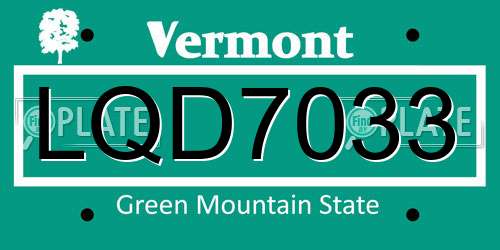 LQD7033 Vermont License Plate