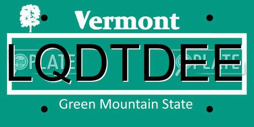 LQDTDEE Vermont License Plate