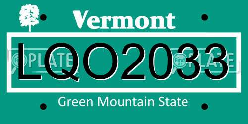 LQO2033 Vermont License Plate