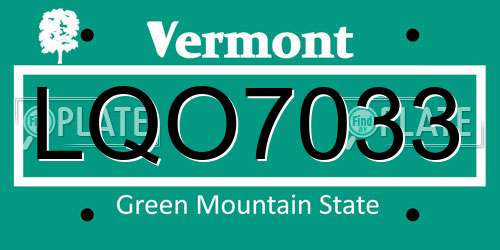 LQO7033 Vermont License Plate