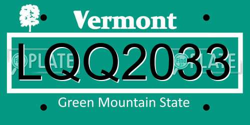 LQQ2033 Vermont License Plate