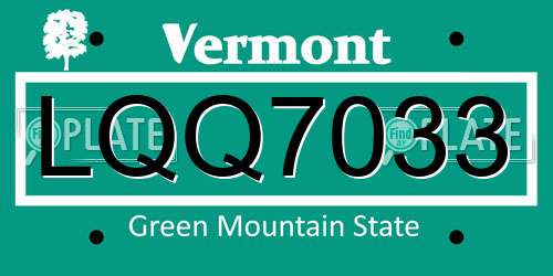 LQQ7033 Vermont License Plate