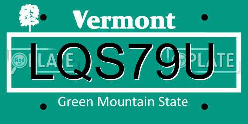 LQS79U Vermont License Plate