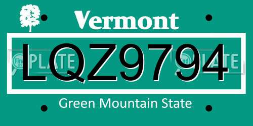 LQZ9794 Vermont License Plate