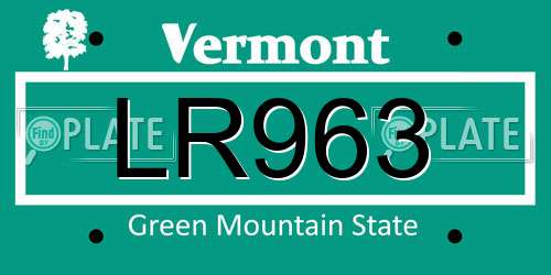 LR963 Vermont License Plate
