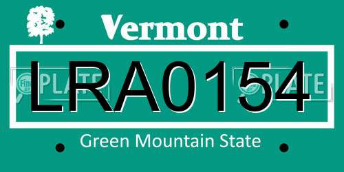 LRA0154 Vermont License Plate