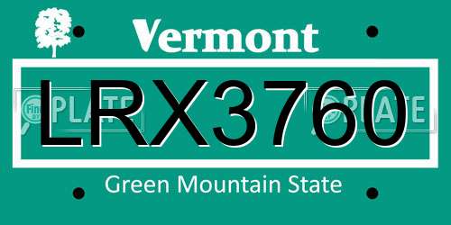 LRX3760 Vermont License Plate