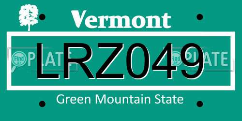 LRZ049 Vermont License Plate