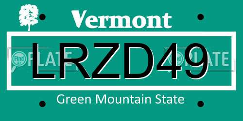 LRZD49 Vermont License Plate
