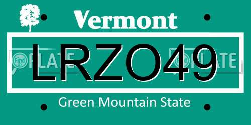 LRZO49 Vermont License Plate