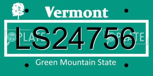 LS24756 Vermont License Plate