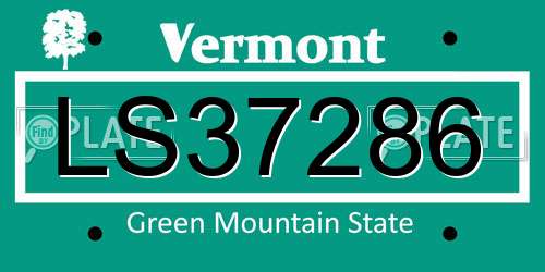 LS37286 Vermont License Plate