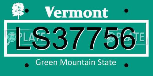 LS37756 Vermont License Plate