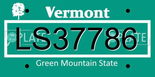 LS37786 Vermont License Plate
