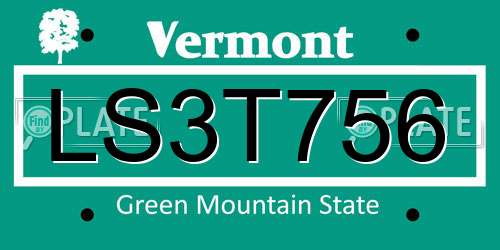 LS3T756 Vermont License Plate