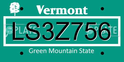 LS3Z756 Vermont License Plate