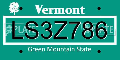 LS3Z786 Vermont License Plate