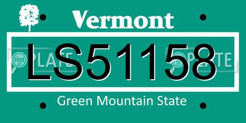 LS51158 Vermont License Plate