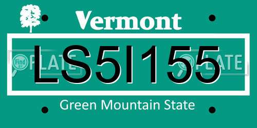 LS5I155 Vermont License Plate