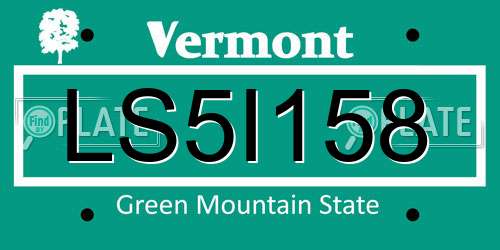 LS5I158 Vermont License Plate