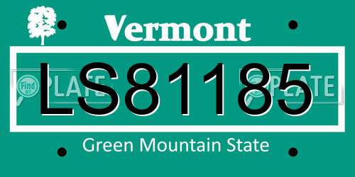 LS81185 Vermont License Plate